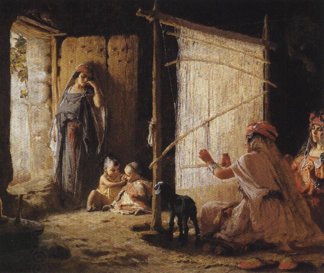Frederick Arthur Bridgman Women in Biskra Weaving a Burnoose China oil painting art